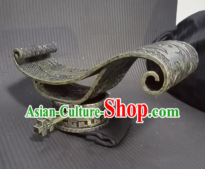 Chinese Handmade Traditional Qin Dynasty King Headwear Ancient Drama Emperor Hair Crown