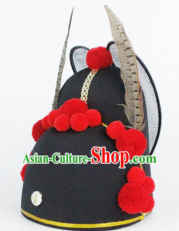 Chinese Handmade Traditional Ming Dynasty Wedding Headwear Ancient Drama Bridegroom Black Hat