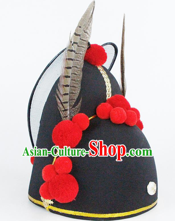 Chinese Handmade Traditional Ming Dynasty Wedding Headwear Ancient Drama Bridegroom Black Hat