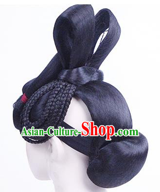 China Classical Dance Performance Headwear Traditional Tang Dynasty Imperial Concubine Wigs Chignon