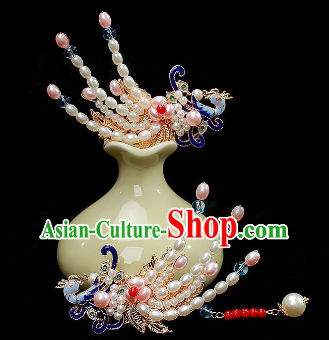 Chinese Ancient Noble Lady Phoenix Hairpin Traditional Ming Dynasty Court Tassel Hair Claw
