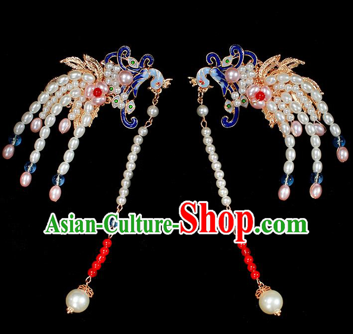 Chinese Ancient Noble Lady Phoenix Hairpin Traditional Ming Dynasty Court Tassel Hair Claw
