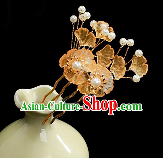Chinese Ancient Princess Hair Accessories Traditional Hanfu Ginkgo Leaf Hair Comb
