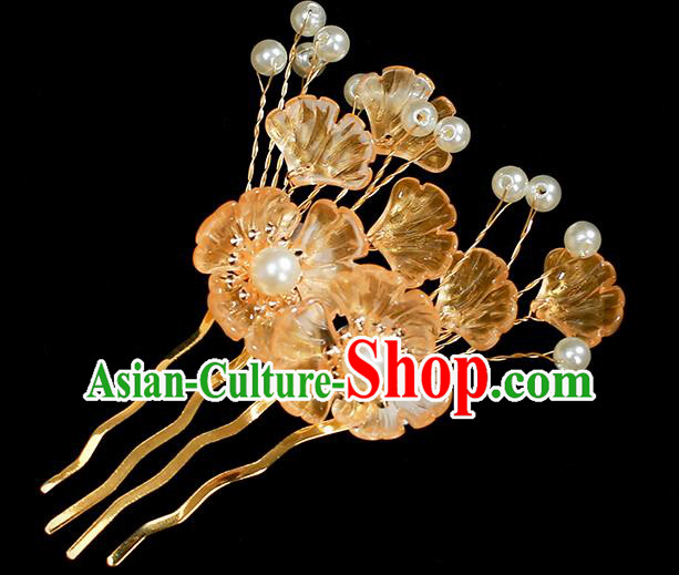 Chinese Ancient Princess Hair Accessories Traditional Hanfu Ginkgo Leaf Hair Comb