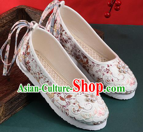 Chinese National Woman Shoes Traditional Folk Dance Shoes Classical White Cloth Shoes
