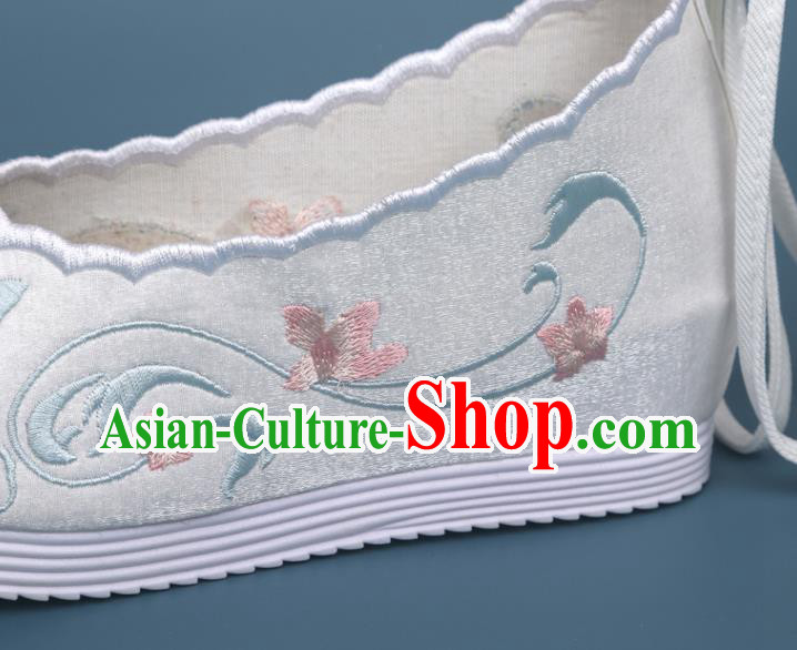 Chinese Traditional Hanfu Shoes Classical Dance Satin Shoes National Embroidery Palace Fan Shoes
