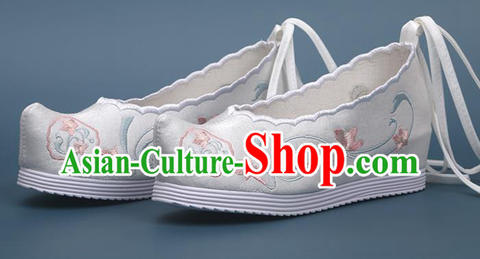 Chinese Traditional Hanfu Shoes Classical Dance Satin Shoes National Embroidery Palace Fan Shoes
