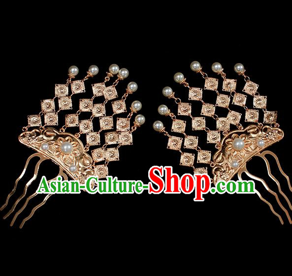 Chinese Traditional Tang Dynasty Court Golden Tassel Hair Stick Ancient Palace Lady Hairpin