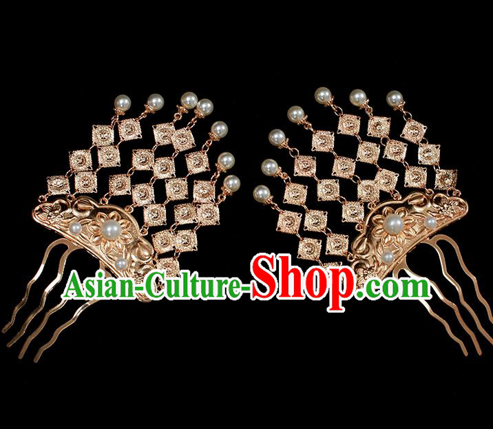 Chinese Traditional Tang Dynasty Court Golden Tassel Hair Stick Ancient Palace Lady Hairpin
