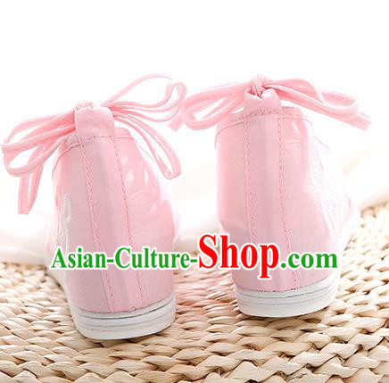Chinese Traditional Hanfu Shoes Classical Dance Shoes National Embroidered Pink Cloth Shoes