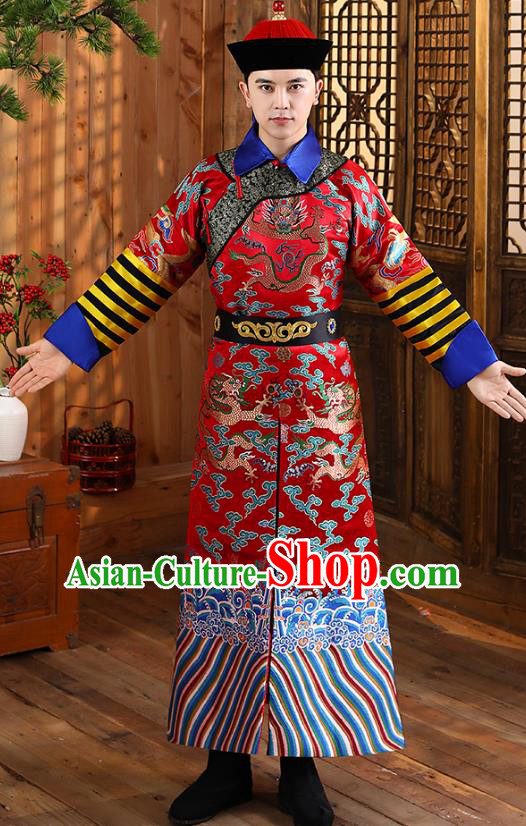 China Ancient Court Eunuch Garment Costumes Qing Dynasty Historical Clothing and Headwear