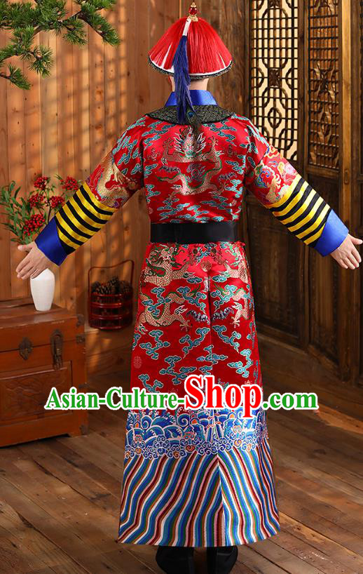 China Ancient Court Eunuch Garment Costumes Qing Dynasty Historical Clothing and Headwear