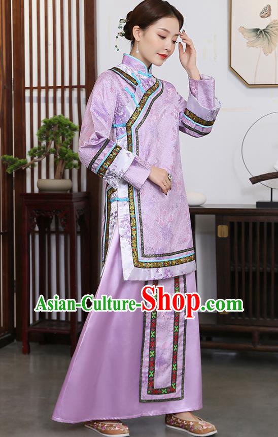 China Ancient Rich Woman Garment Costumes Traditional Qing Dynasty Young Mistress Historical Clothing