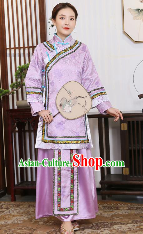 China Ancient Rich Woman Garment Costumes Traditional Qing Dynasty Young Mistress Historical Clothing