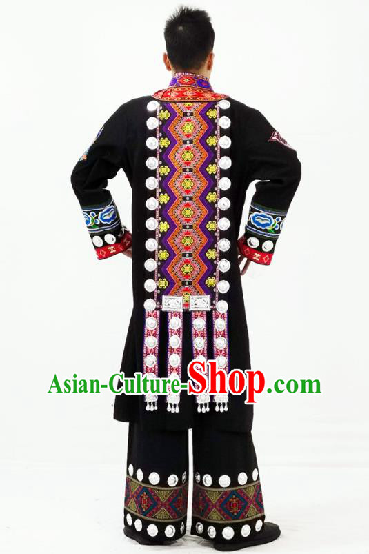 China Traditional Yunnan Ethnic Wedding Bridegroom Clothing Yao Nationality Festival Performance Garment Costumes