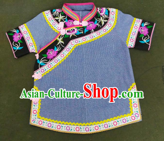 China Traditional Puyi Ethnic Children Dance Clothing Bouyei Nationality Girl Outfits Blouse and Skirt