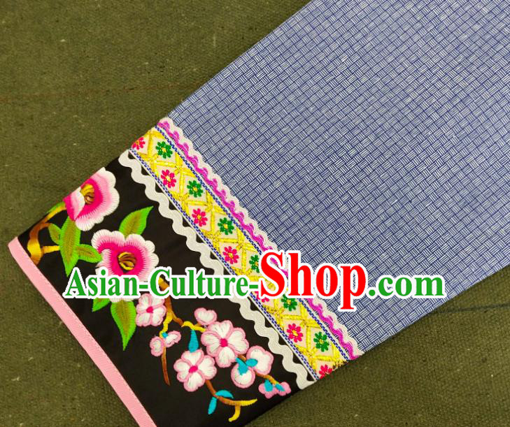 Chinese Bouyei Nationality Folk Dance Blouse Embroidered Blue Top Garment Guizhou Ethnic Female Clothing