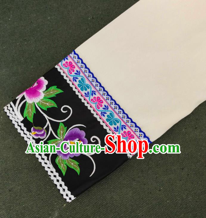 Chinese Bouyei Nationality Embroidered Phoenix Beige Blouse Ethnic Garment Guizhou Minority Top Wear