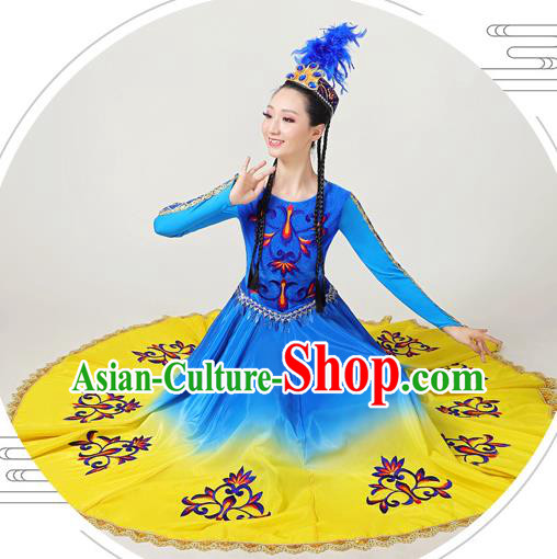 Chinese Ethnic Folk Dance Garments Clothing Traditional Uygur Nationality Suits Xinjiang Dance Dress