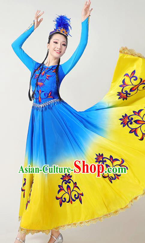 Chinese Ethnic Folk Dance Garments Clothing Traditional Uygur Nationality Suits Xinjiang Dance Dress