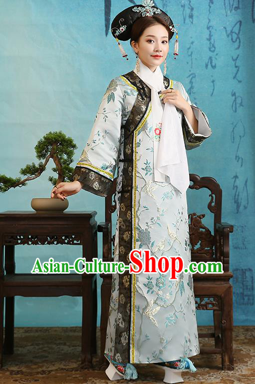 Ancient China Imperial Concubine Dress Garments Qing Dynasty Court Woman Historical Clothing and Headpieces Complete Set