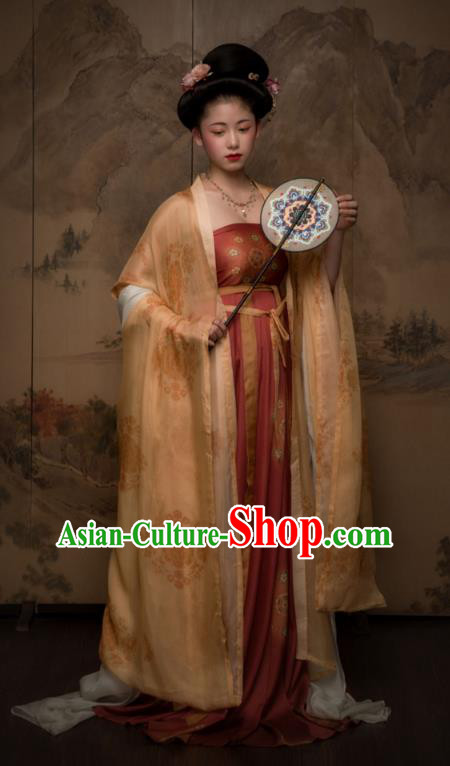 China Tang Dynasty Imperial Concubine Historical Clothing Ancient Court Beauty Hanfu Dress Garments