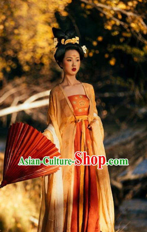China Tang Dynasty Imperial Concubine Historical Clothing Ancient Court Beauty Hanfu Dress Garments
