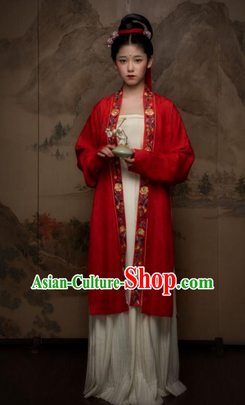 China Song Dynasty Noble Lady Hanfu Dress Garments Ancient Palace Princess Historical Clothing and Headwear