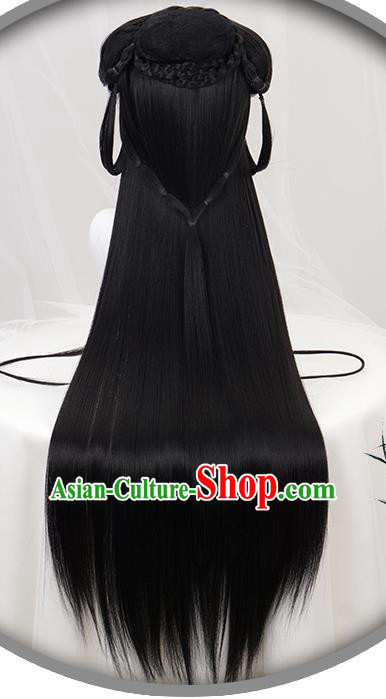 China Ancient Goddess Wigs Headgear Traditional Jin Dynasty Court Beauty Wig Sheath