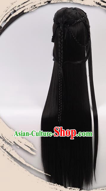 China Ancient Royal Princess Wigs Headgear Traditional Jin Dynasty Young Woman Bangs Wig Sheath
