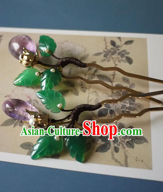 Chinese Ancient Young Woman Hairpin Hair Accessories Traditional Song Dynasty Amethyst Hair Stick