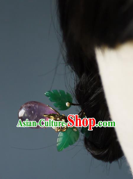 Chinese Ancient Young Woman Hairpin Hair Accessories Traditional Song Dynasty Amethyst Hair Stick