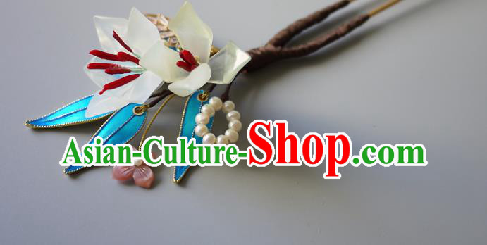 Chinese Ancient Palace Lady Hairpin Traditional Qing Dynasty Court Woman Mangnolia Hair Stick