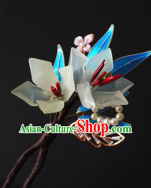 Chinese Ancient Palace Lady Hairpin Traditional Qing Dynasty Court Woman Mangnolia Hair Stick
