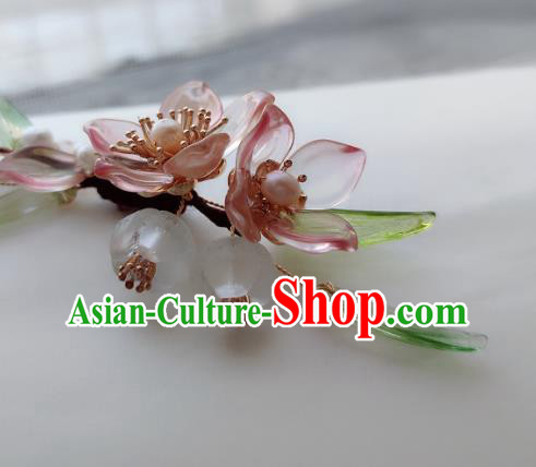 Chinese Ancient Princess Hairpin Traditional Song Dynasty Noble Lady Peach Blossom Hair Stick Headwear