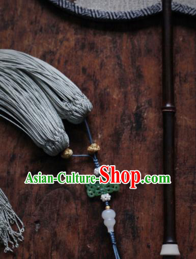 Chinese Traditional Hanfu Palace Fan Handmade Kesi Plum Blossom Painting Silk Fan