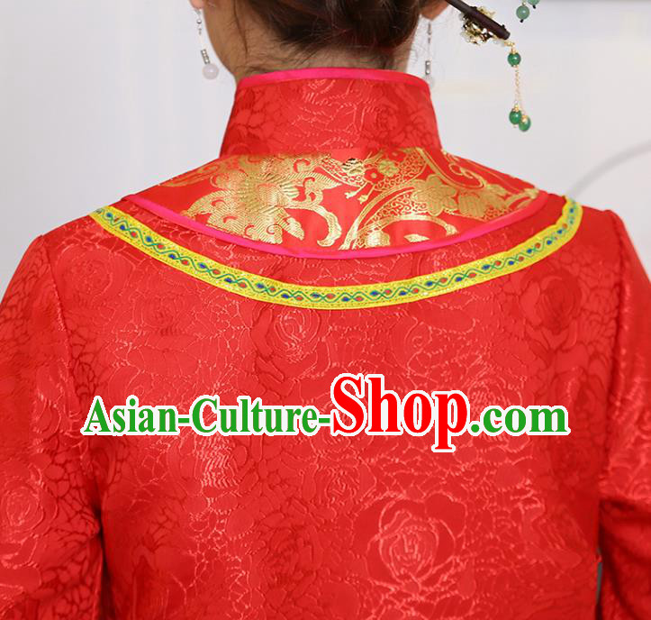 China Ancient Rich Young Mistress Red Dress Traditional Qing Dynasty Wealthy Madame Garment Clothing