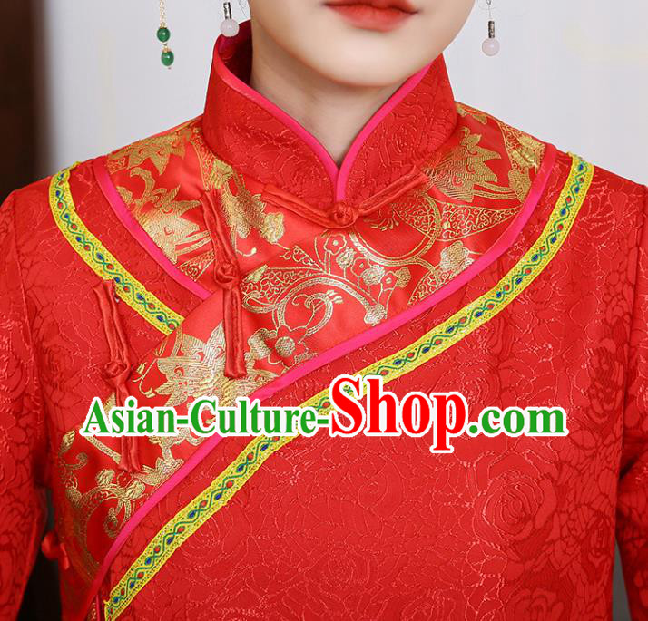 China Ancient Rich Young Mistress Red Dress Traditional Qing Dynasty Wealthy Madame Garment Clothing