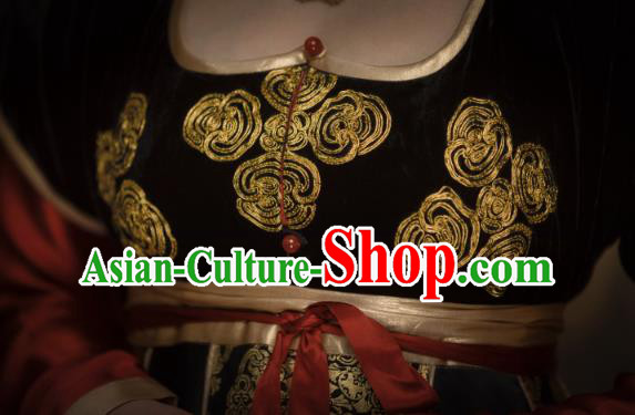 China Ancient Royal Princess Black Hanfu Dress Traditional Tang Dynasty Palace Lady Dance Garment Costumes