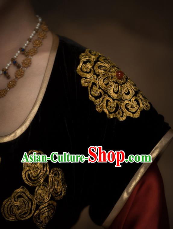 China Ancient Royal Princess Black Hanfu Dress Traditional Tang Dynasty Palace Lady Dance Garment Costumes