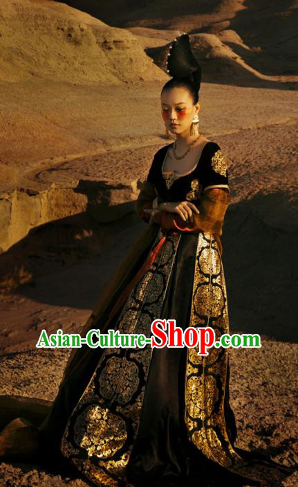 China Ancient Royal Princess Black Hanfu Dress Traditional Tang Dynasty Palace Lady Dance Garment Costumes