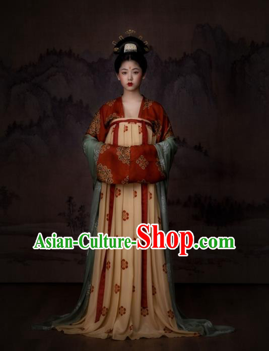 China Ancient Garment Traditional Tang Dynasty Court Princess Hanfu Dress Historical Clothing Complete Set