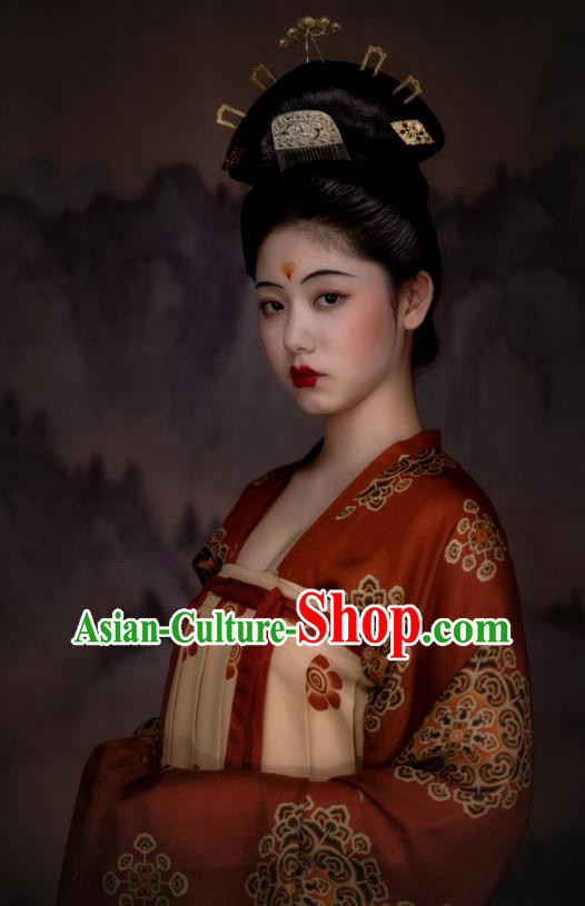China Ancient Garment Traditional Tang Dynasty Court Princess Hanfu Dress Historical Clothing Complete Set