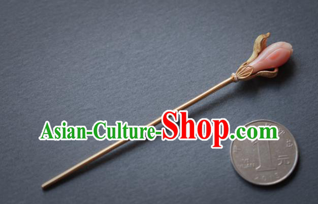 China Ancient Princess Pink Mangnolia Hairpin Handmade Traditional Cheongsam Hair Accessories