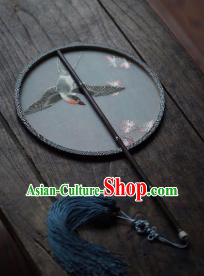 China Traditional Hanfu Fan Handmade Embroidered Circular Fan Classical Silk Palace Fan