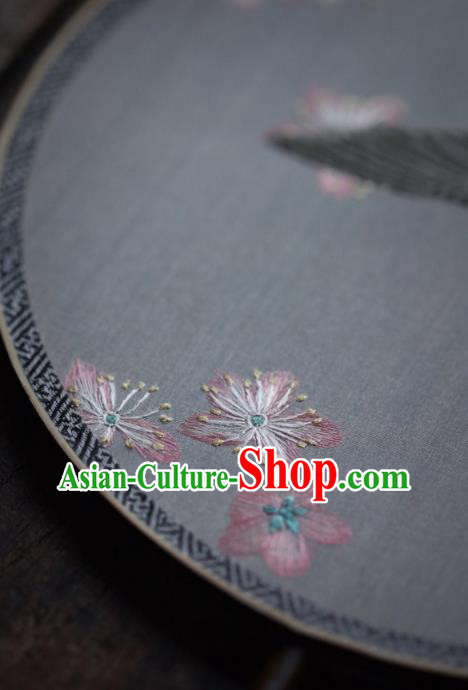 China Traditional Hanfu Fan Handmade Embroidered Circular Fan Classical Silk Palace Fan
