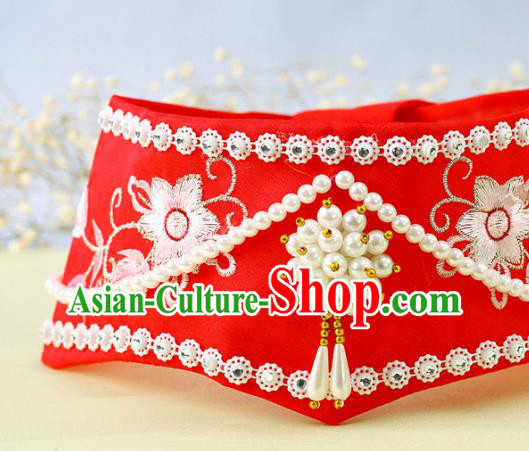Korea Bride Headwear Korean Court Princess Headdress Traditional Wedding Hanbok Red Hat