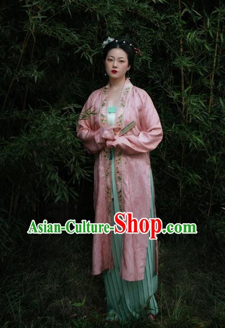 China Ancient Young Beauty Hanfu Dress Garments Traditional Song Dynasty Patrician Woman Historical Clothing