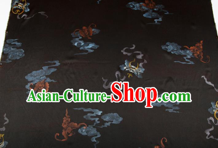 China Gambiered Guangdong Gauze Traditional Fabric Classical Butterfly Pattern Black Silk