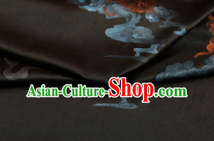 China Gambiered Guangdong Gauze Traditional Fabric Classical Butterfly Pattern Black Silk
